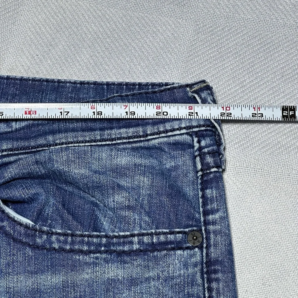 True Religion Rocco Jeans Mens 42x32 Relaxed Skinny Flap Pockets Acid Wash‎